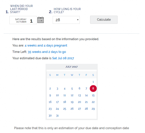 due date calculator based on conception date