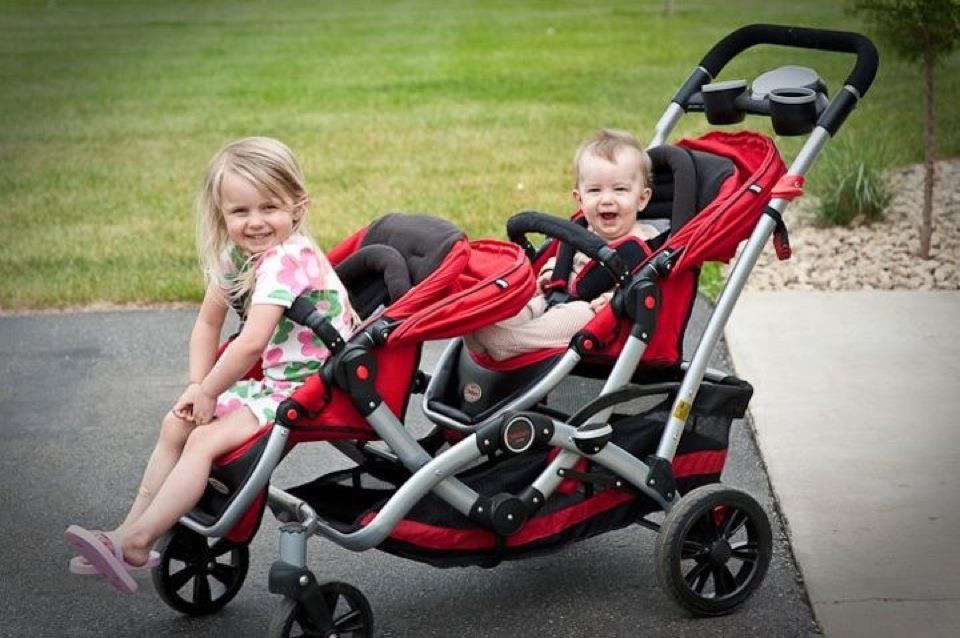double tandem stroller for infant and toddler